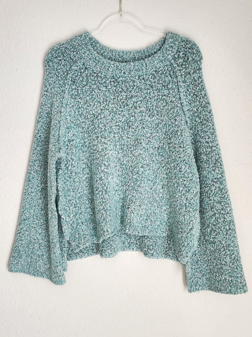 FREE PEOPLE Cocoon Soft Boucle Oversized Aqua Blue Sweater XS